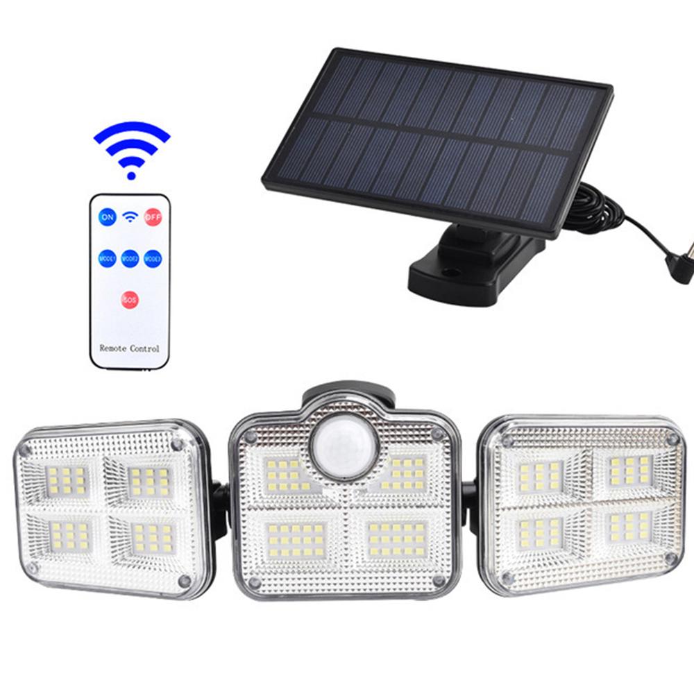 Solar Motion Sensor Porch Light — Triple Head, 122 LED, Auto On/Off
