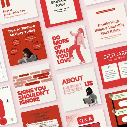 30-Day Mental Health Social Media Templates for Therapists (Canva Editable)