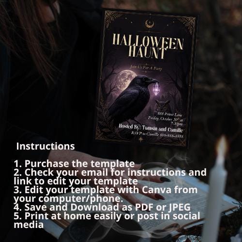 Halloween Haunt Party Invitation Template (Digital Download)